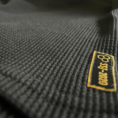 GOLD Fly Zone black waffle-knit cotton fabric and SSJ detail label