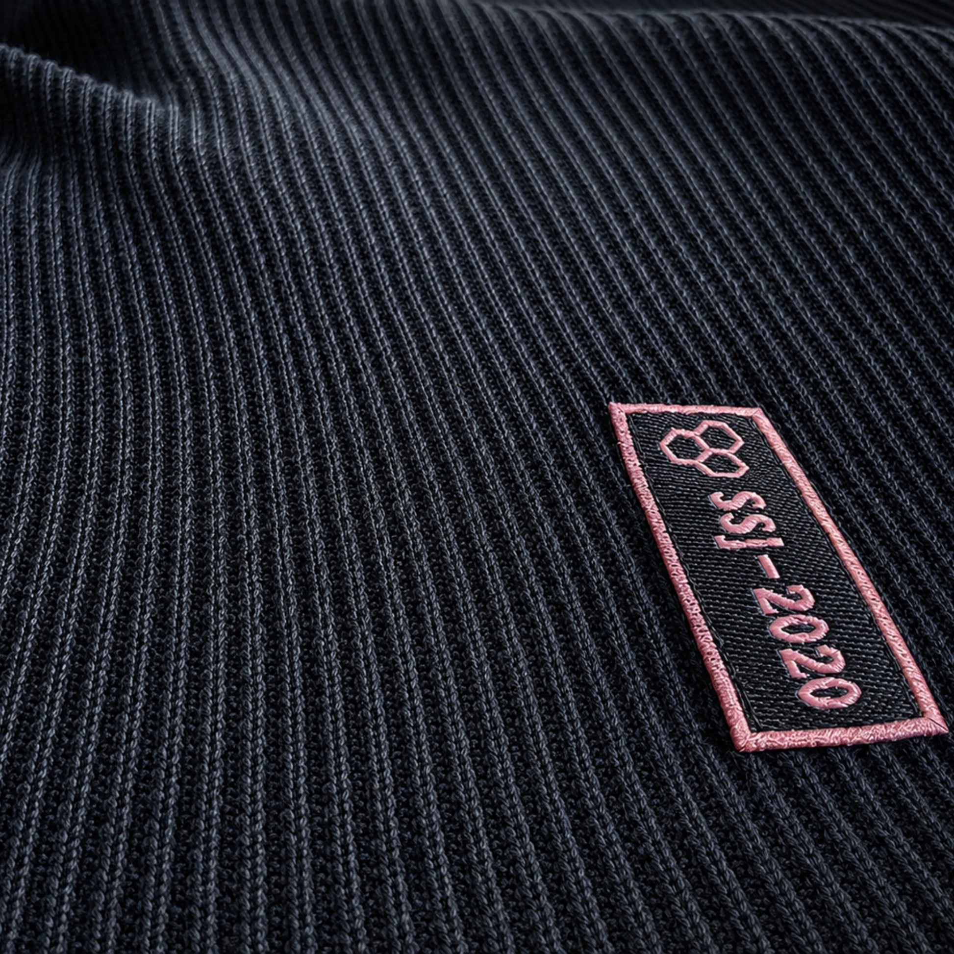 ROSE GOLD No Fly Zone black waffle-knit cotton fabric and SSJ detail label