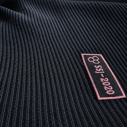 ROSE GOLD No Fly Zone black waffle-knit cotton fabric and SSJ detail label
